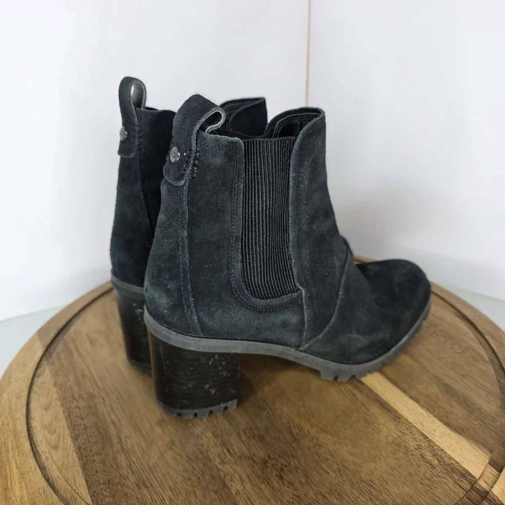 Ugg Hazel Waterproof Chelsea Block Heel Bootie Black Suede Size 8.5‎ Chunky Y2K